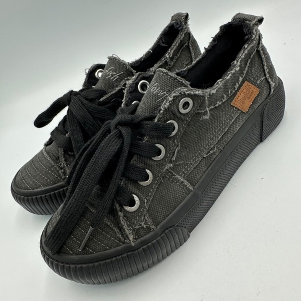 Blowfish Malibu Clay Black‎ Smoked Canvas Platform Sneaker Grunge Y2K Sz 6 NWOB